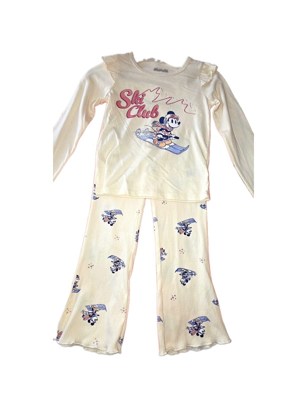 Disney Junior Minnie Mouse Ski Club 2-Piece Pajama Set Long Sleeve White - 6t